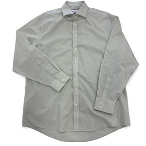 Charles Tyrwhitt Dress Shirt Mens Neck 17 Light Green Checkered Long Sleeve